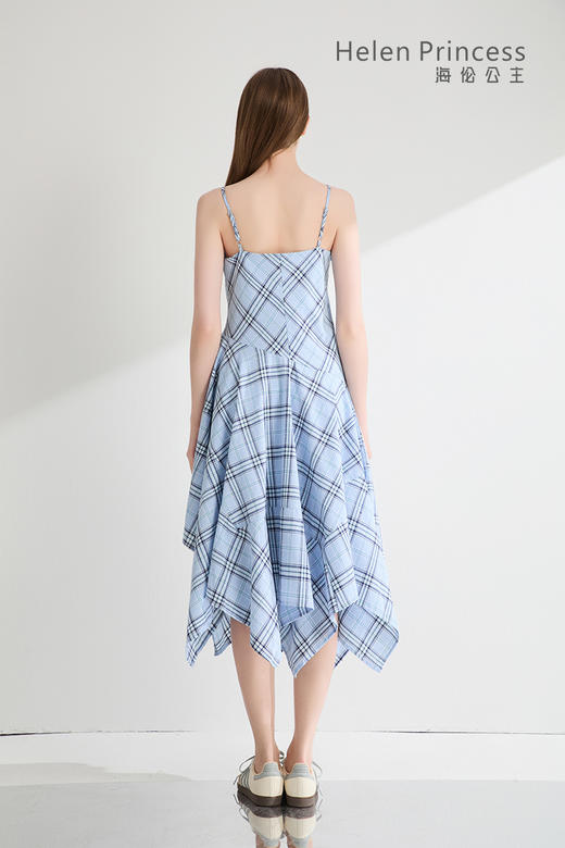 格纹不规则裙摆吊带裙 商品图3
