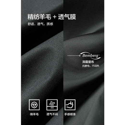 棉仓362809003-微宽松毛涤翻领中长款风衣 商品图2