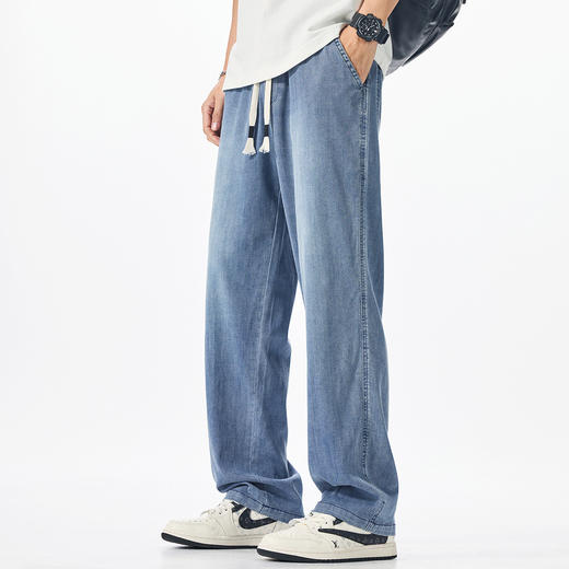 【莱赛尔天丝】【DQ】大依优型大码男装加长版牛仔裤莱赛尔天丝宽松轻薄直筒长裤夏季新品潮流胖子 商品图5