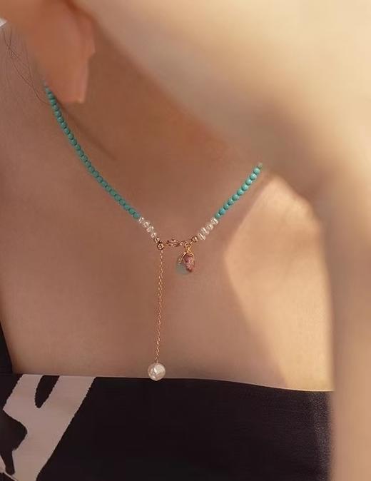 纯天然绿松石巴洛克珍珠帝皇石补木安神时尚项链 商品图3