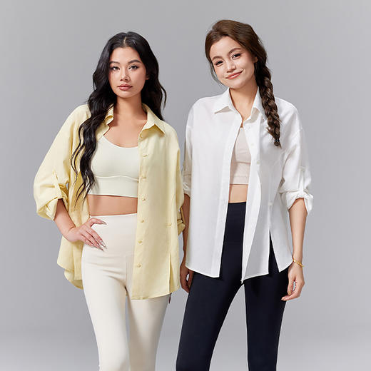 【funfun beauty天丝亚麻衬衣】版型百搭 材质舒适透气 一衣三穿 立体剪裁宽肩型  轻盈休闲 商品图6