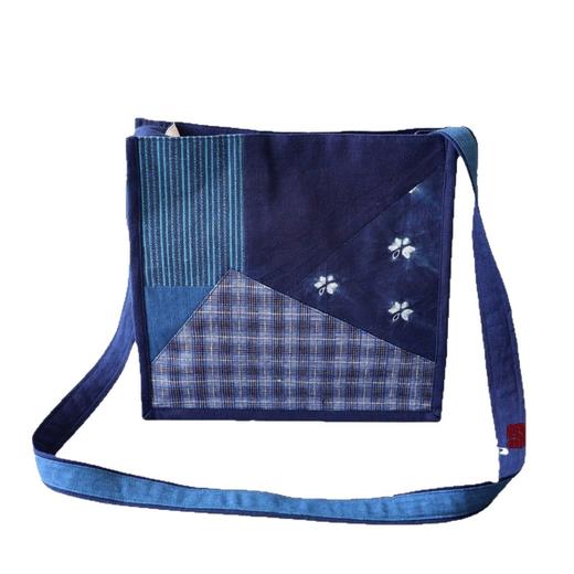 拼布斜挎方包 蓝染扎染土布拼接 商品图4