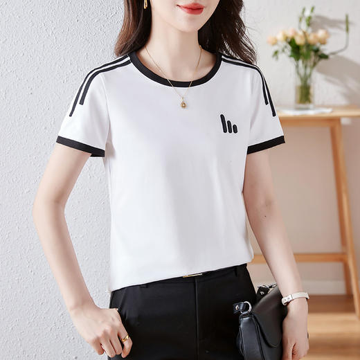 雀说新款夏季宽松半袖高端洋气爆款女士上衣纯棉短袖t恤AL20141 商品图1