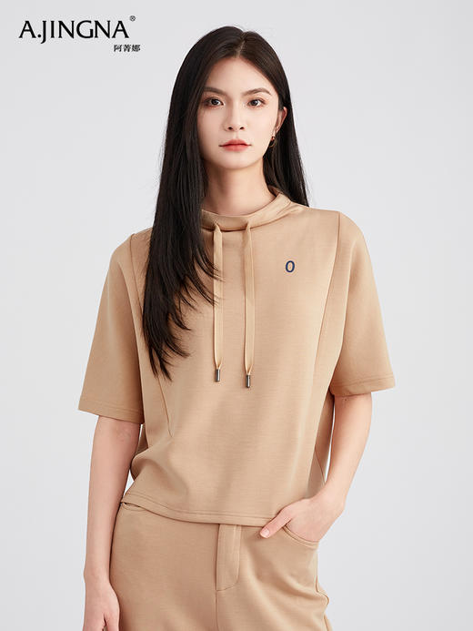 【懒人挚爱】阿菁娜软爆奶油肤醋酸空气层薄款短袖卫衣F30C302023 商品图3