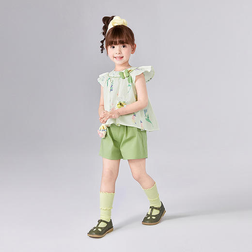 笛莎Deesha 童装女童套装2025夏新款女童水果花卉印花棉布短裤套装 商品图2