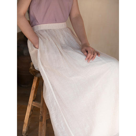 牧衣游原创 棉麻炒色半身裙新品轻薄飘逸百搭休闲宽松半裙 夜来霜 商品图3