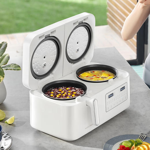 Morphy Richards摩飞多功能双拼电饭煲 MR8501 2L+2L 白色/蓝色 商品图4