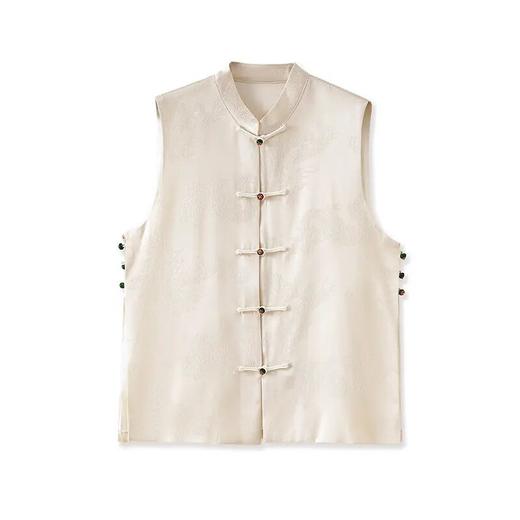 【高货wl】全新升级【铂金会员330/天猫449/差价119】(12008) 洛诗琳新中式禅意别致高级感上衣女春提花真丝马甲外套 商品图4