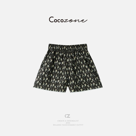 COCO ZONE刘一一 复古松紧腰带碎花家居女式休闲短裤CD2A0674 商品图0