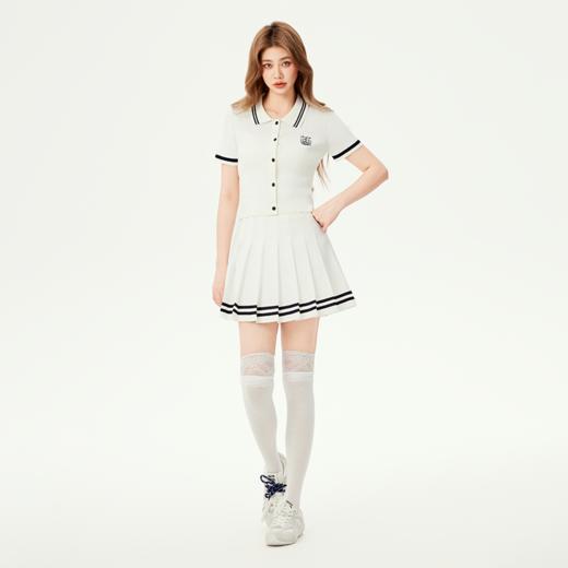 YKYB黄子韬POLO衫半身裙短裙套装性感活力凉感运动风复古潮流撞色条纹套装Y52FPL037 商品图4