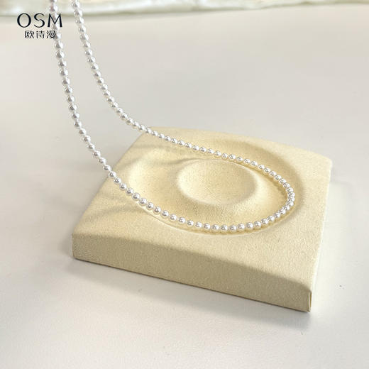 欧诗漫小米珠珍珠项链baby链3-4mm  基本正圆微微暇极强光 商品图1