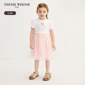TeenieWeenie Kids小熊童装夏季女宝宝拼接网纱T恤连衣裙T0OM256448N