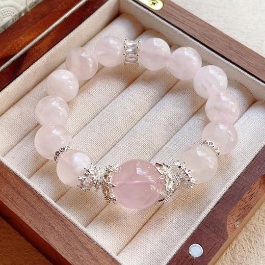 【原创水晶❗雪花幽灵粉晶】来pick你的幸运水晶，温柔治愈系小仙女必备，手串简约温柔小红书抖音网红爆款QQ 商品图0