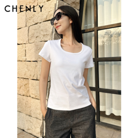 不退不换！尘衣｜25春夏显瘦U领匹马棉短袖