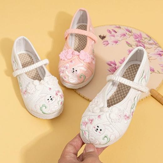 【苏城纪汉服绣花鞋】春夏款女童童鞋	玉兔 商品图2