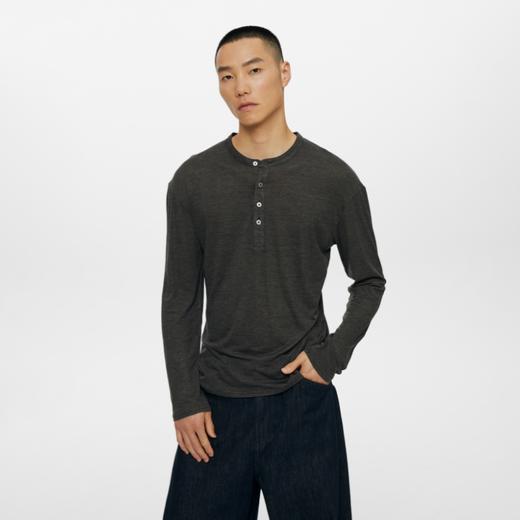 oneup天丝羊毛亨利领长袖T恤 商品图1