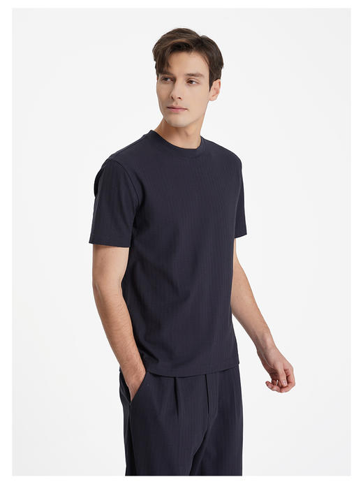 callisto桑葚蓝丝绵混纺T恤 商品图3