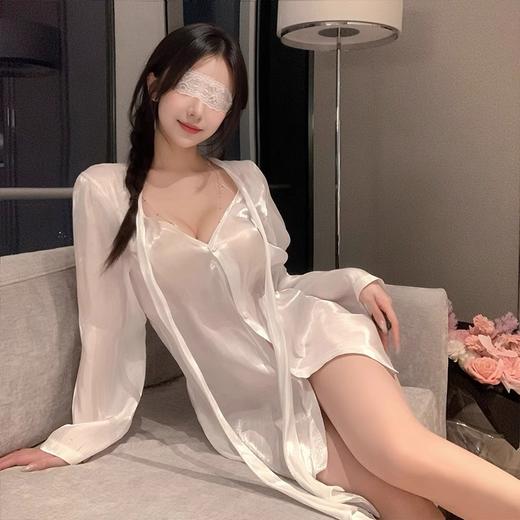 霏慕 丝滑光泽感男友系带衬衫7857 商品图0