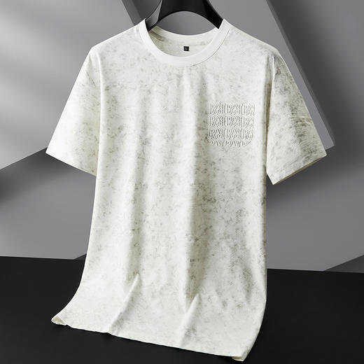 【冰丝】【DPF】大依优型大码短袖T恤晕染冰丝圆领半袖运动弹力夏装肥佬休闲凉感上衣男士 商品图1