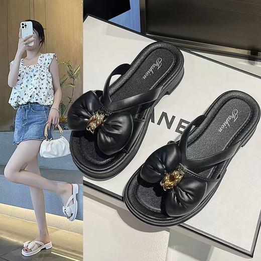 【夏季新款❗️超仙蝴蝶结凉拖鞋】柔软又有质感，亲肤透气，久穿不累！网红女外穿厚底防滑软底百搭时装拖鞋 商品图2
