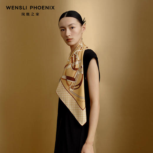 Wensli双面印花中方巾63厘米-骑士风度 商品图0
