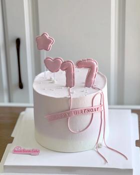 【优品系列】--【可爱粉色数字气球】送女孩、女士生日蛋糕