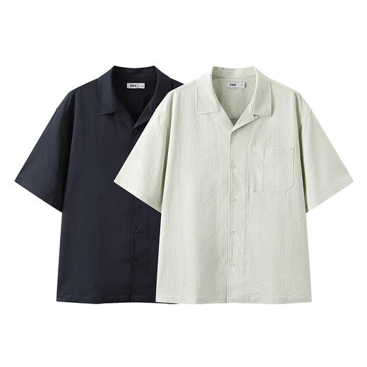 森马短袖衬衫男松弛肌理感度假风衬衣2025夏新款上衣纯色百搭宽松 商品图4