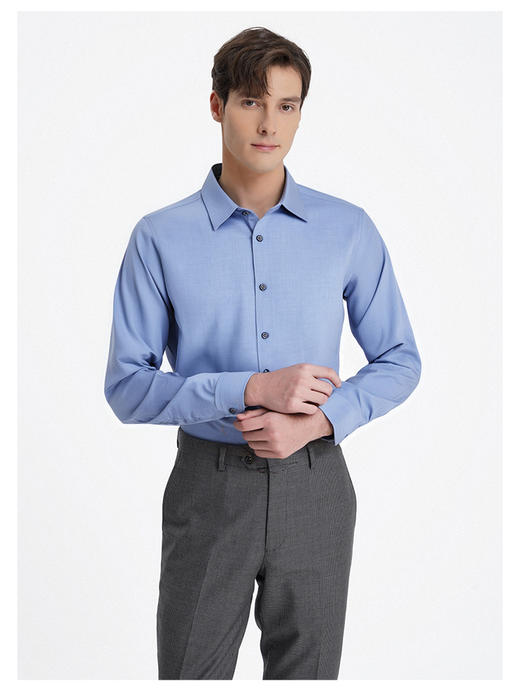 callisto浅蓝粘纤混纺衬衫 SSSTL066C 商品图2