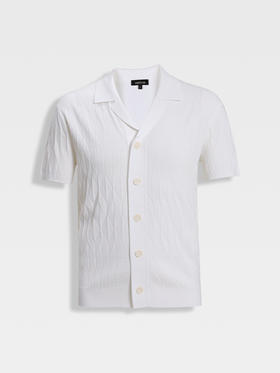 callisto白色凉感高弹压褶提花T恤