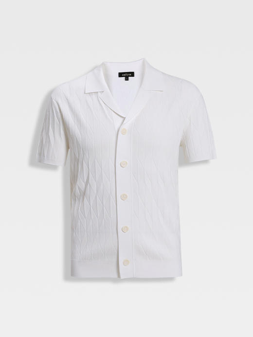 callisto白色凉感高弹压褶提花T恤 商品图0