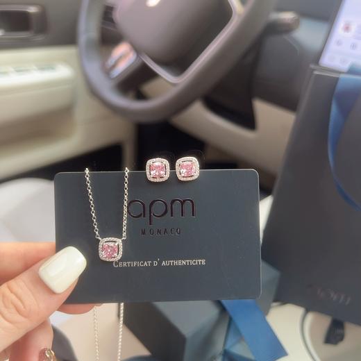 F203 apm粉色系系列精致镶嵌的粉晶耳饰项链 商品图2