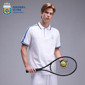【官方正版】阿根廷国家队 | 白色肩条POLO衫休闲短袖T恤