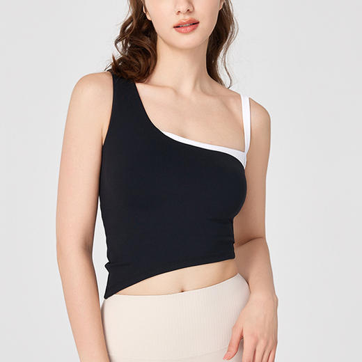 跃牌【海听系列】NULS纯欲独特绝美撞色辣妹瑜伽服不规则无袖背心运动上衣XC73 商品图2