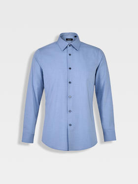 callisto浅蓝粘纤混纺衬衫 SSSTL066C