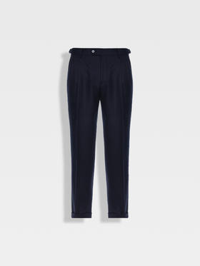 callisto藏青色绵羊毛九分西裤