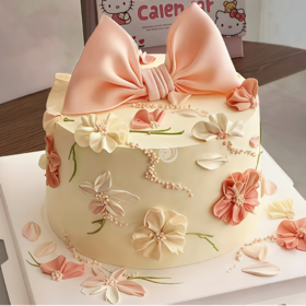 『蝶恋花』少女心爆棚翻糖蝴蝶结生日蛋糕