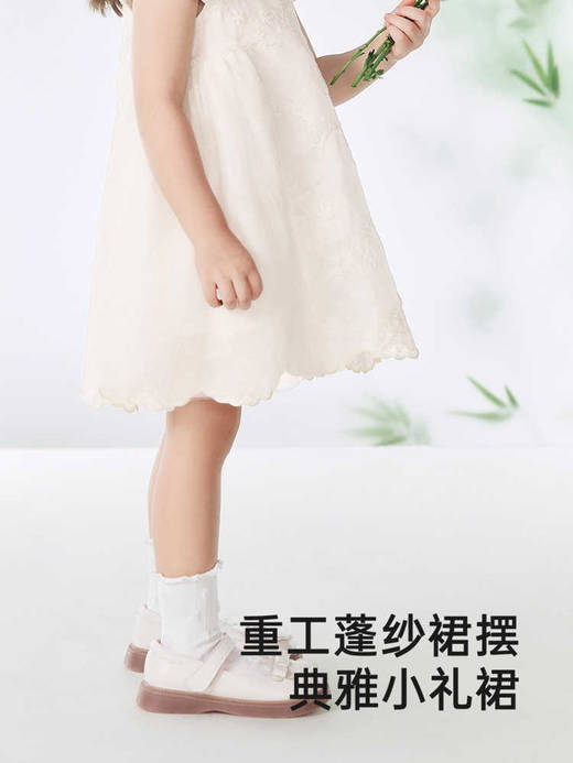 英氏女童连衣裙夏季短袖可爱公主裙2025新款礼裙白裙YRLCJ2R011A 商品图4