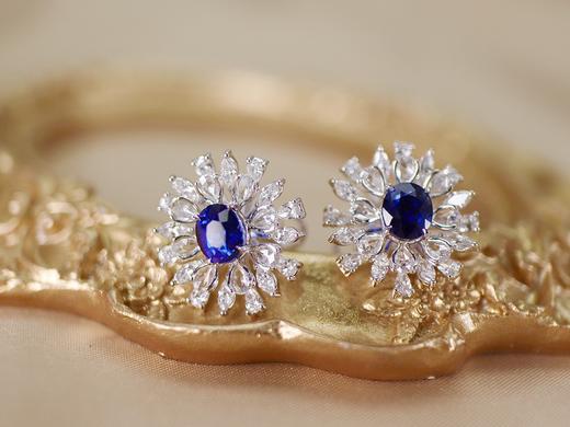 3.03ct刻面蓝宝石耳钉 商品图1