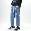 【DDJ】大依优型大码松紧腰潮款直筒牛仔裤九分裤男舒适休闲简约百搭加肥加大男装 商品缩略图0