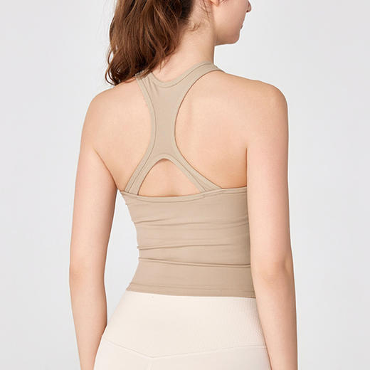 跃牌【海听系列】新品瑜伽背心鱼骨网纱拼接健身上衣美背运动服带胸垫健身上衣XC57 商品图3