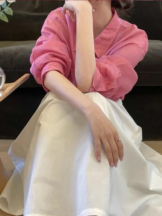 【下单后的7天内安排发出】ORIGNAL&CO苎麻梅子红衬衣 修身版型 遮肉显高 商品图2