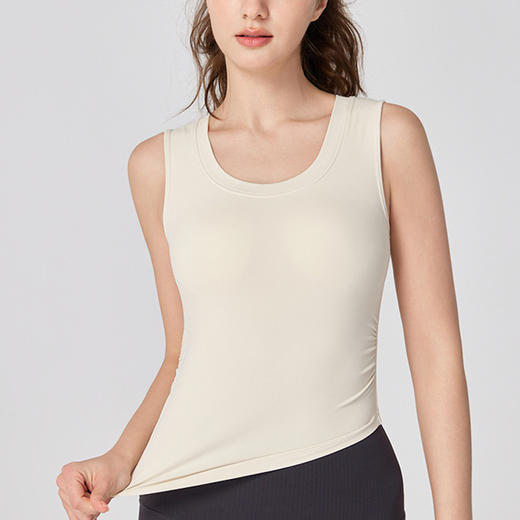 跃牌【海听系列】NULS带胸垫弧形下摆瑜伽服背心辣妹性感修身U领弹力运动上衣XC66 商品图2