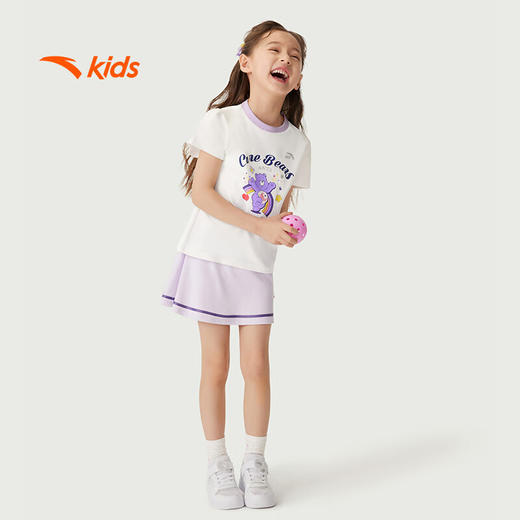 安踏儿童短袖T恤女小童2025夏透气校园运动针织短袖衫362529110 商品图3