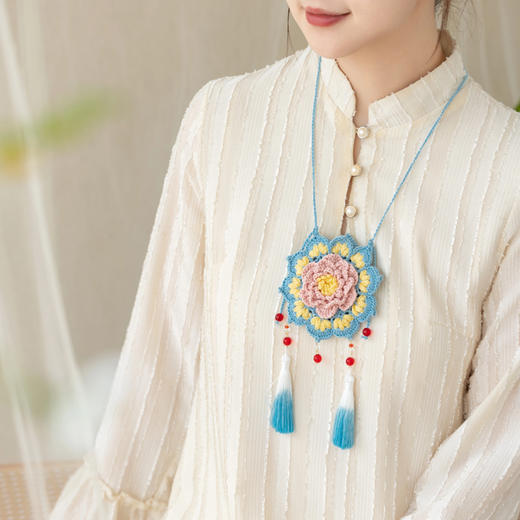 苏苏姐家瑶铃芍药流苏佩手工DIY手编钩针蕾丝线毛线团挂件材料包 商品图2