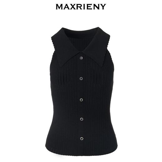【浪漫花园-商场同款】MAXRIENY复古优雅挂脖设织背心上衣(货号:MC85SW299) 商品图4