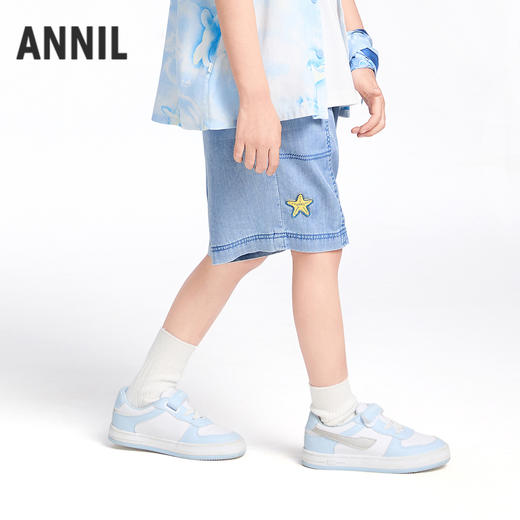 【实体店同款】男童全腰牛仔中裤夏季新款安奈儿童装XB526636 商品图2