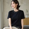全新升级【铂金会员146/天猫199/差价53】(21225) 洛诗琳新款宽松拼接短袖t恤圆领蕾丝下摆花边T恤上衣短袖 商品缩略图3