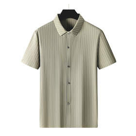 【冰丝弹力】【DWD】大依优型大码男装短袖衬衫冰感透气加肥加大大号半袖衬衣上衣男士