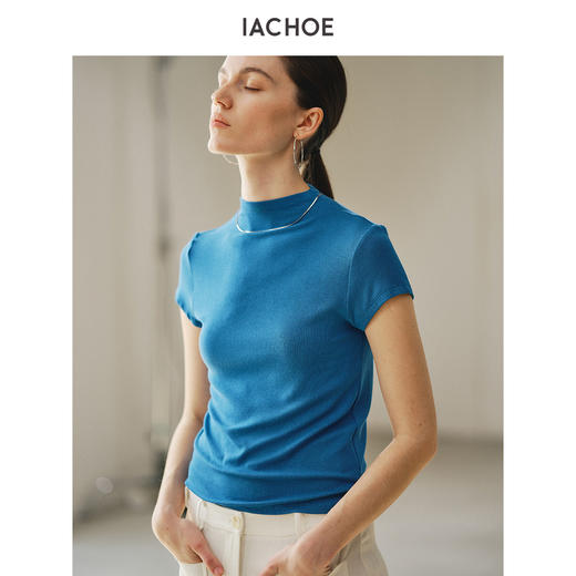 棉仓3631501017-IACHOE【糯米T】修身细坑条四色T恤 商品图2