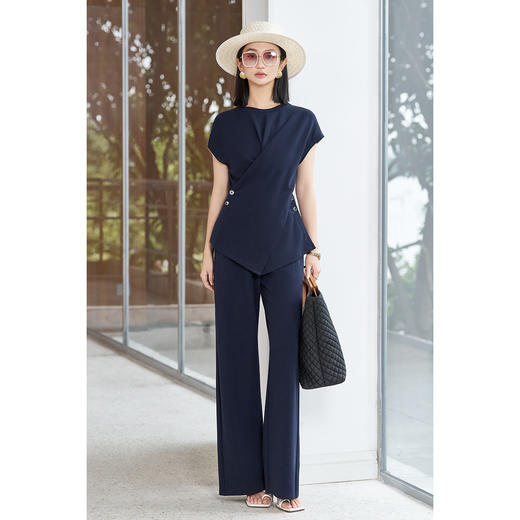 【预售7天】米思阳2026夏季新款时尚通勤设计感套装品质天丝混纺精致两件套女2132/1203 商品图3